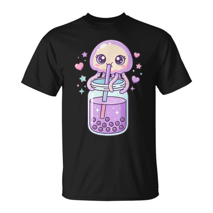 かわいい クラゲ ドリンク ボバティー カワイイ バブルティー アニメ Tシャツ
