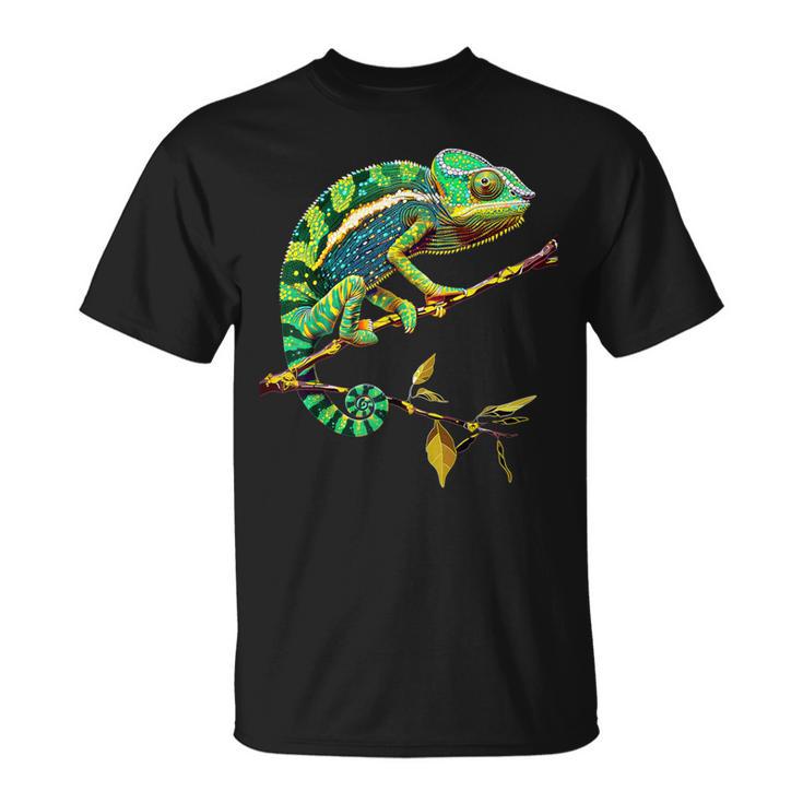 かわいいカラフルなカメレオントカゲ動物愛好家のアート Tシャツ