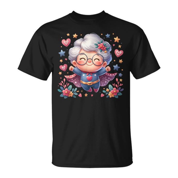かわいいスーパーヒーローおばあちゃんスーパーヒーローおばあちゃん Tシャツ