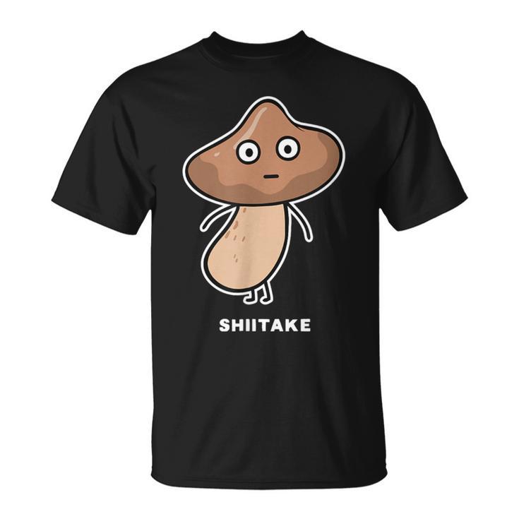 しいたけ キノコ 顔 イラスト かわいい おもしろ 面白い 簡単 シンプル ゆるい 野菜 Tシャツ
