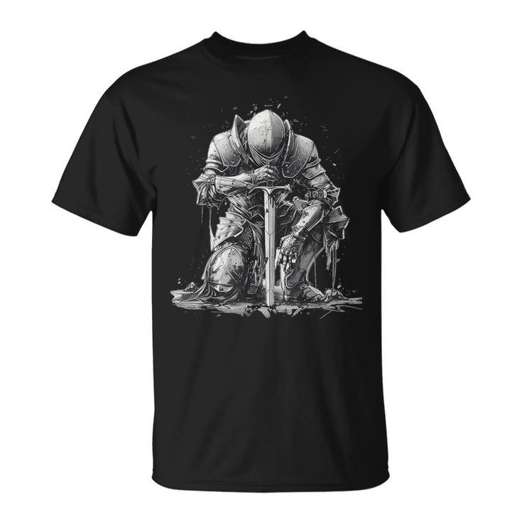 ひざまずくパラディンデザイン Tシャツ
