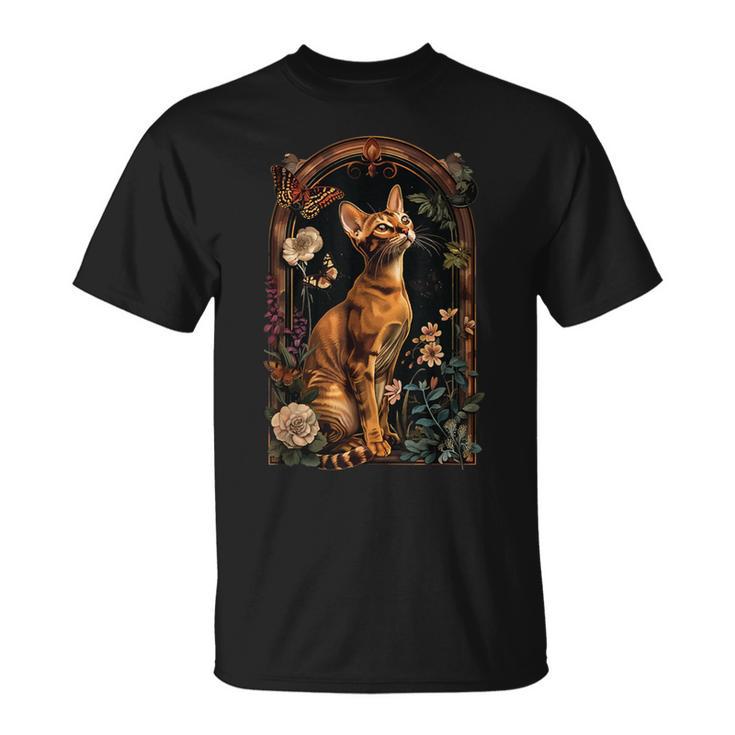 アビシニアン 猫 花 Tシャツ