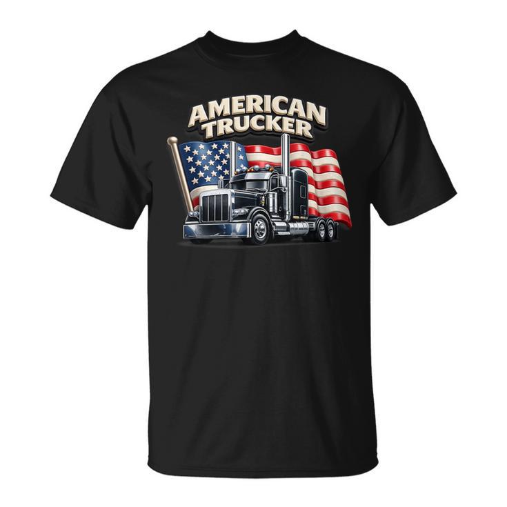 アメリカのトラック運転手 アメリカの国旗 愛国的なトラック運転手 ビッグリグ Tシャツ