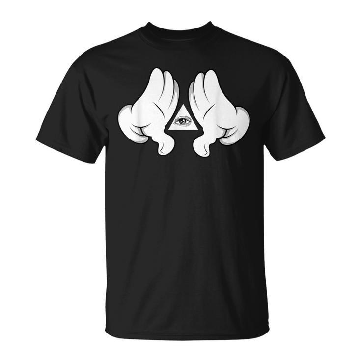 イルミナティ陰謀論 プロビデンスの目 おもしろtシャツ Tシャツ