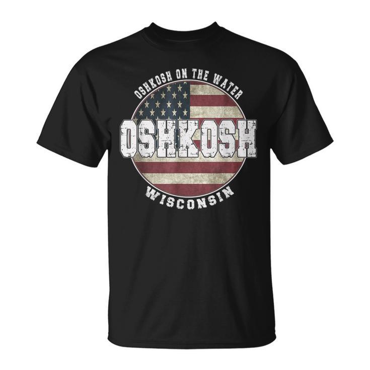 ウィスコンシン州オシュコシュ、ビンテージアメリカ国旗 Tシャツ