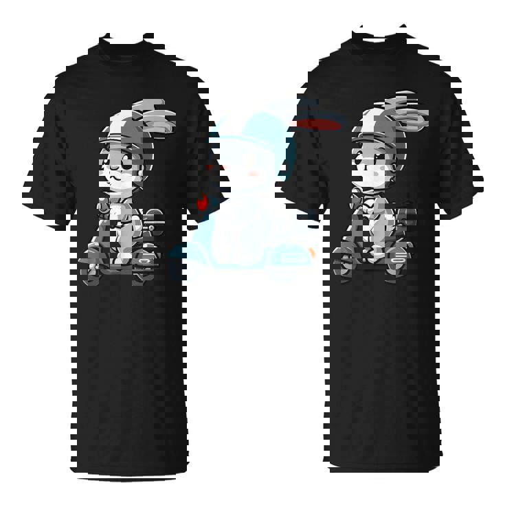 ウサギ スクーター ペット 面白い オートバイ Tシャツ