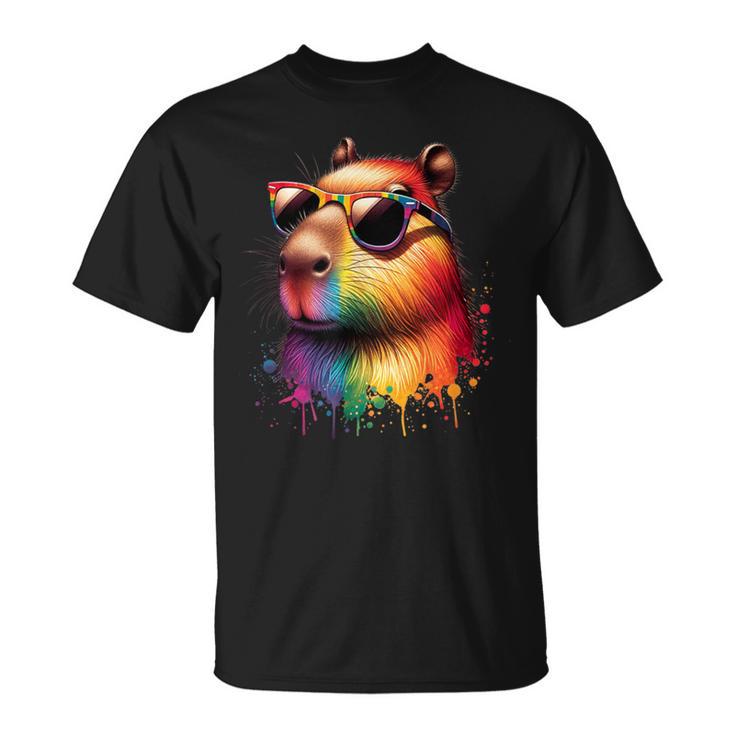 カピバラレインボーフラッグゲイプライド Tシャツ