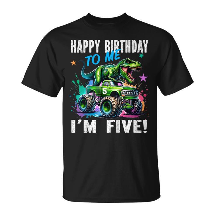 キッズ ハッピーモンスタートラックがテーマの5歳の誕生日 5歳 男の子 5歳 Tシャツ