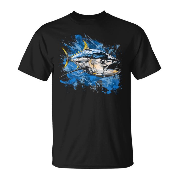 キハダマグロ釣り 大物漁師 Tシャツ