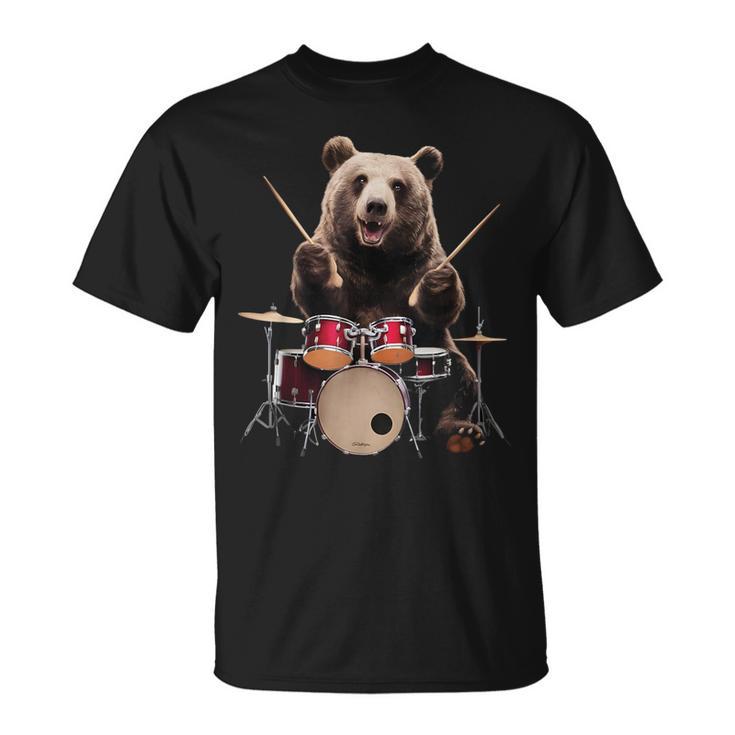 クマの演奏 ドラム リアル Tシャツ