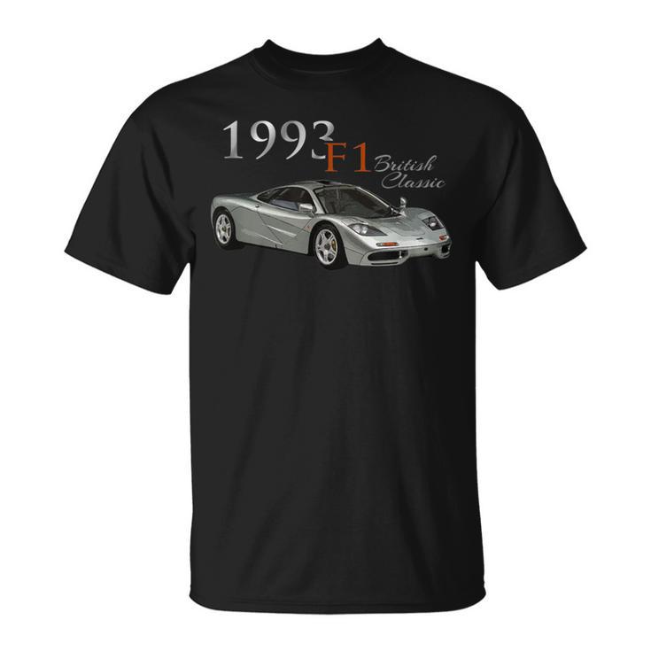 クラシックカー、1993 F1、ブリティッシュ、クラシックラグジュアリースポーツカー。 Tシャツ