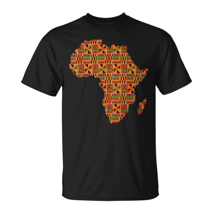 クールなアフリカの地図布、伝統的なアフリカのケンテ布。 Tシャツ