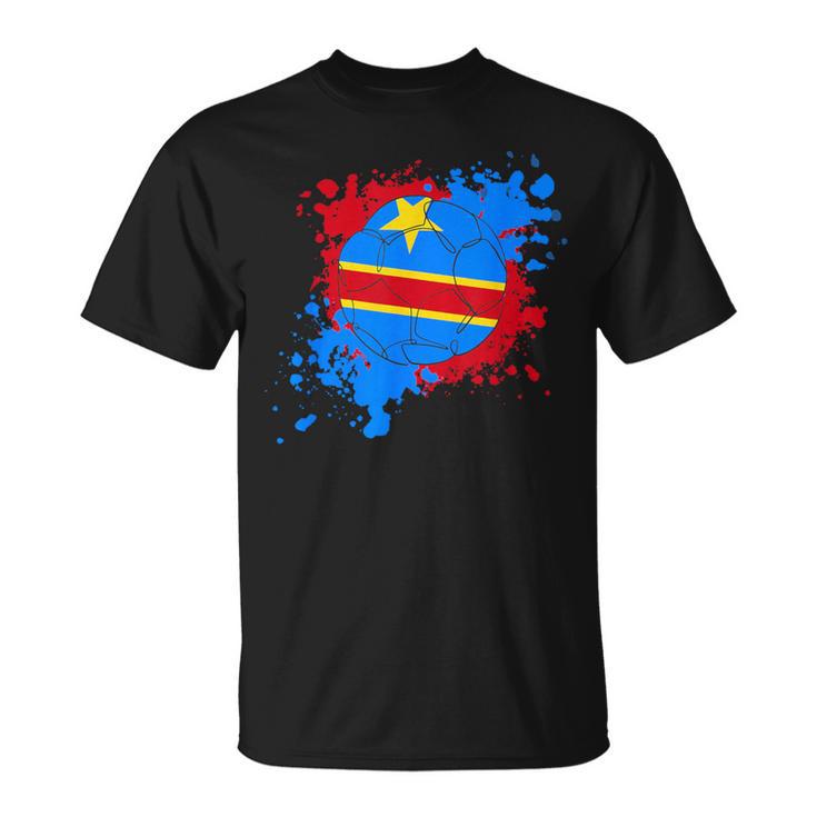 コンゴ民主共和国の国旗付きサッカーボール Tシャツ