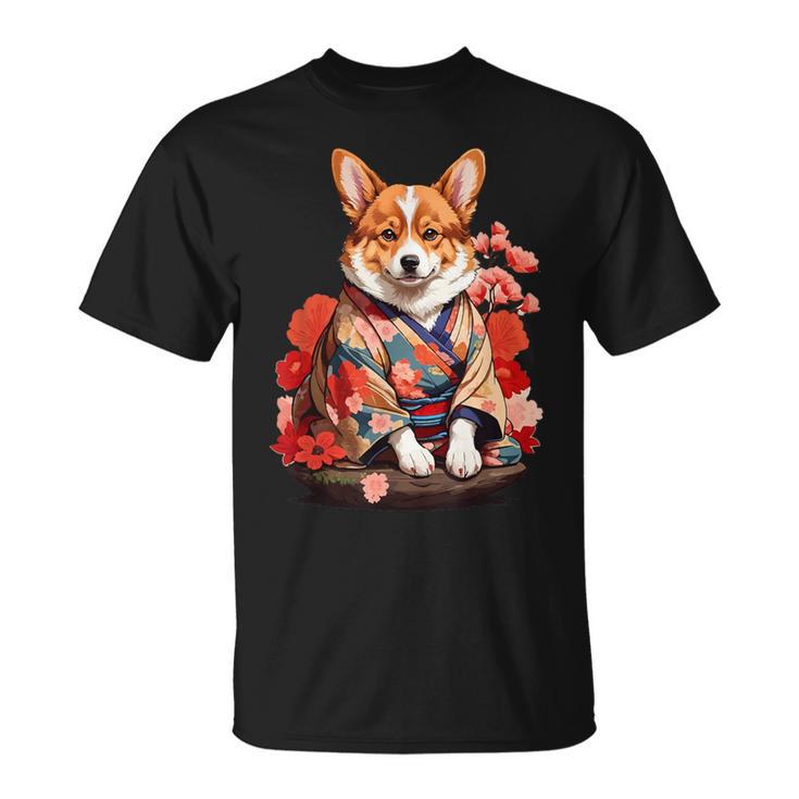 コーギー 着物 サムライ 伝統 日本アニメ アート 忍者 Tシャツ