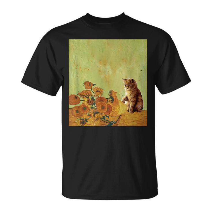 ゴッホ ひまわり おもしろい 猫 アート 絵画 Tシャツ