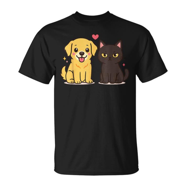 ゴールデンレトリバー ボーイフレンド 黒猫 Gf 面白い カップルギフト Tシャツ