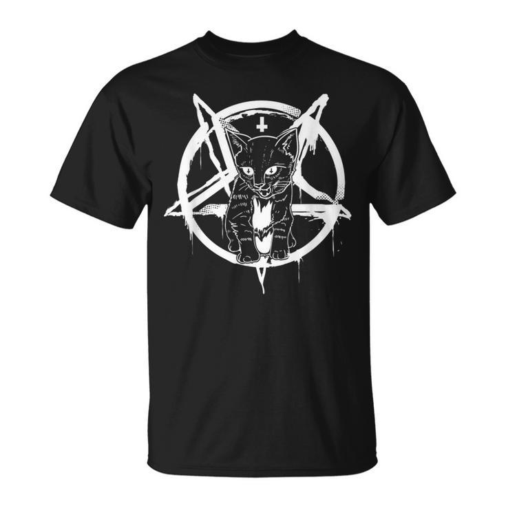 サタンキャットシャツ オカルトサタニックルシファーギフト レディース メンズ Tシャツ