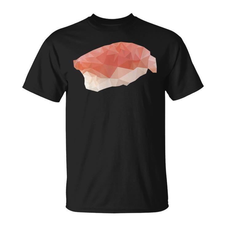 サーモン握り ローポリお寿司 鮭 レトロディザイン Tシャツ