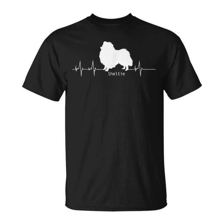 シェルティハートビートドッグデザイン シェルティギフト Tシャツ