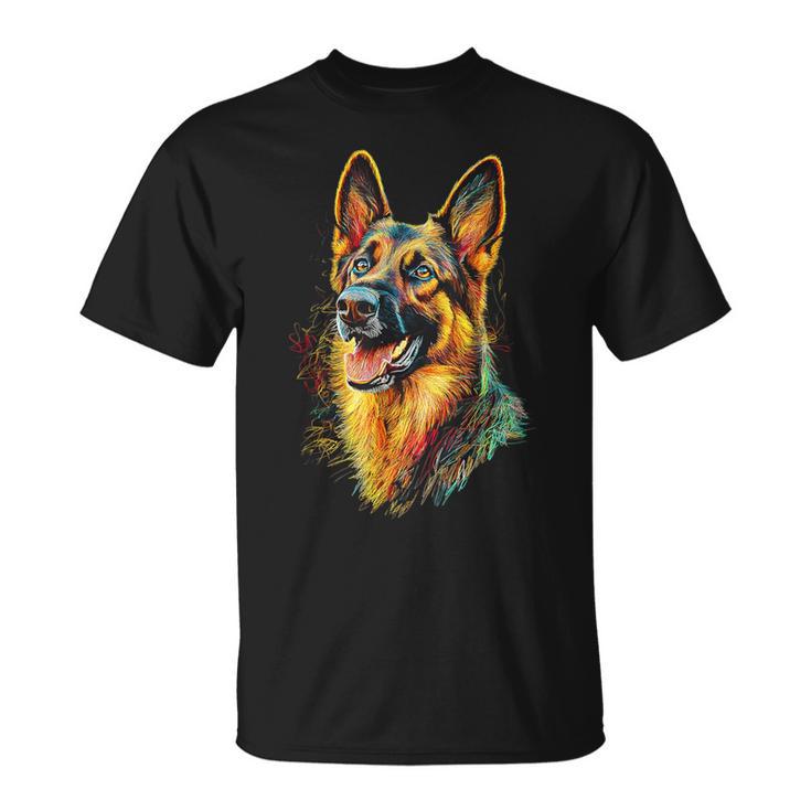 ジャーマンシェパード 犬 モチーフ ペット イラスト ジャーマンシェパード Tシャツ