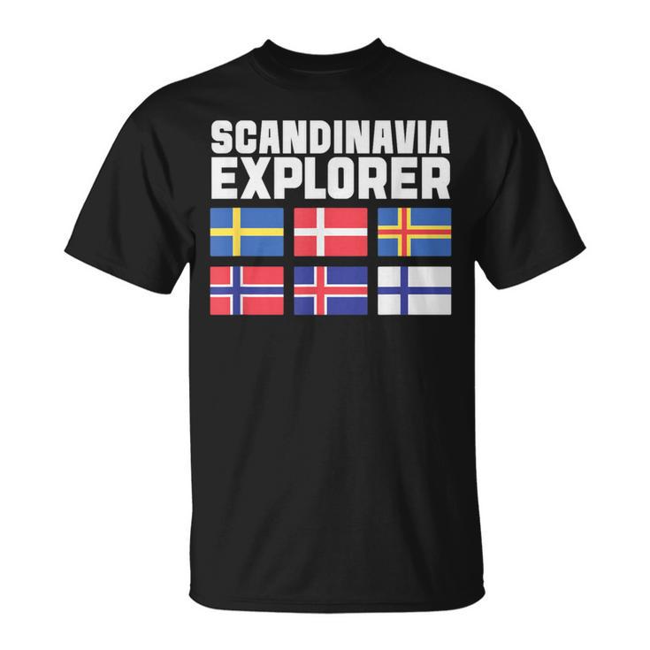 スカンジナビア エクスプローラー フラグ スウェーデン ノルウェー アイスランド Tシャツ