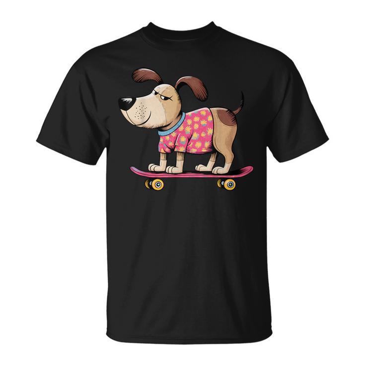スケートボード犬 – 楽しい漫画のペット Tシャツ