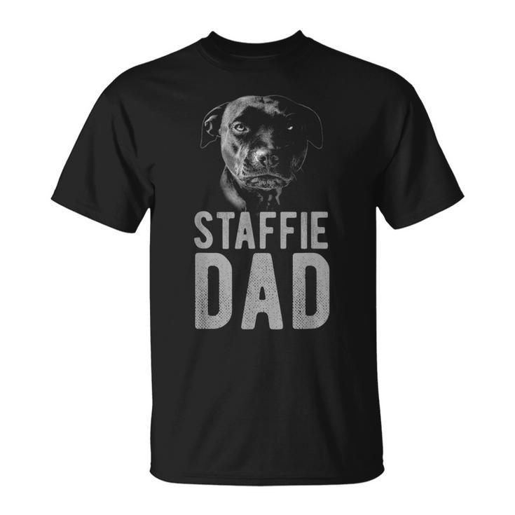 スタッフォードシャーブルテリア ブラック 男性用 スタッフィー パパ Tシャツ
