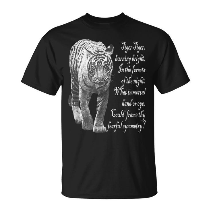 タイガー 白黒 ウィリアムブレイクの詩 Tシャツ