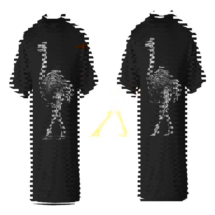 ダチョウ ポートレート 動物 モチーフ 描画 鳥 アート 長袖tシャツ Tシャツ