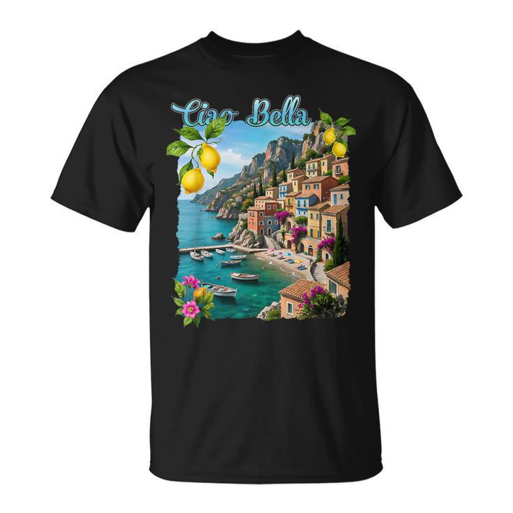 チャオ・ア・ベラ イタリア アマルフィ海岸 ポジターノ地中海 Tシャツ