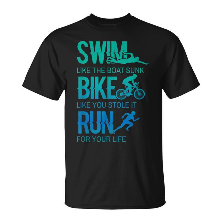 トライアスロン ギフト 水泳 バイク ラン トライアスレット トレーニング アスリート Tシャツ