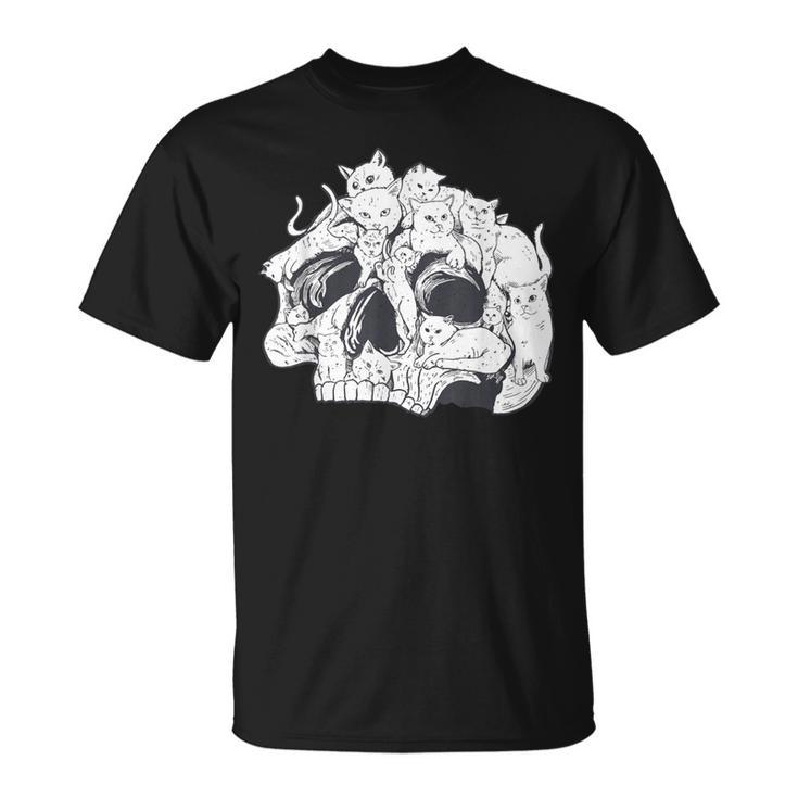 ドクロ 猫 面白い ハロウィン 漫画 子猫 Tシャツ