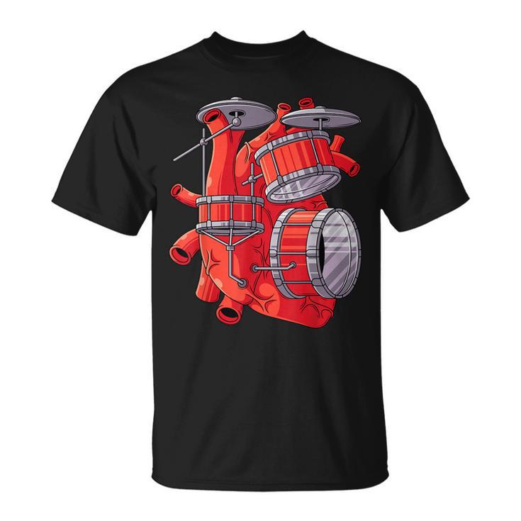 ドラマー ハート パーカッショニスト ドラム ミュージック バンド パーカッション Tシャツ