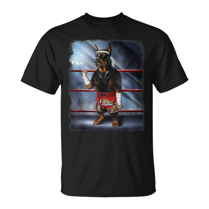 ドーベルマン犬 ムエタイキックボクシングチャンピオン Tシャツ