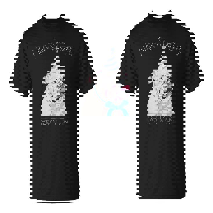 ニューオーリンズ 面白い犬の着用パーティーハット付き Tシャツ