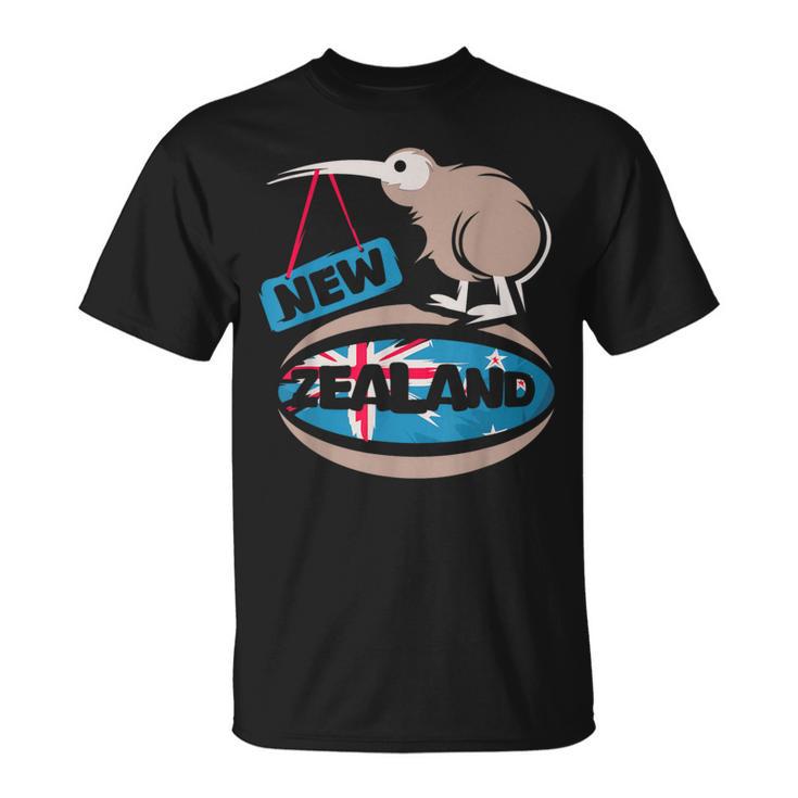 ニュージーランド キウイ ラグビー コミック イラスト 旗 シンボル Tシャツ