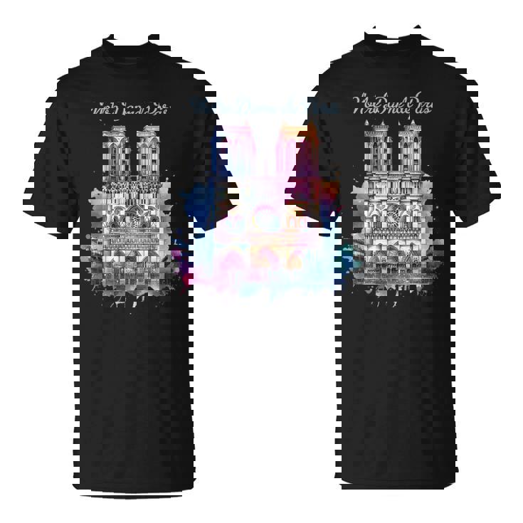 ノートルダム大聖堂 水彩画 Tシャツ