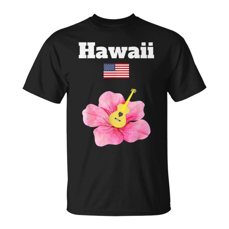 ハワイ お土産 ハイビスカス 花 トロピカル ティキ 音楽 アメリカ国旗 Tシャツ
