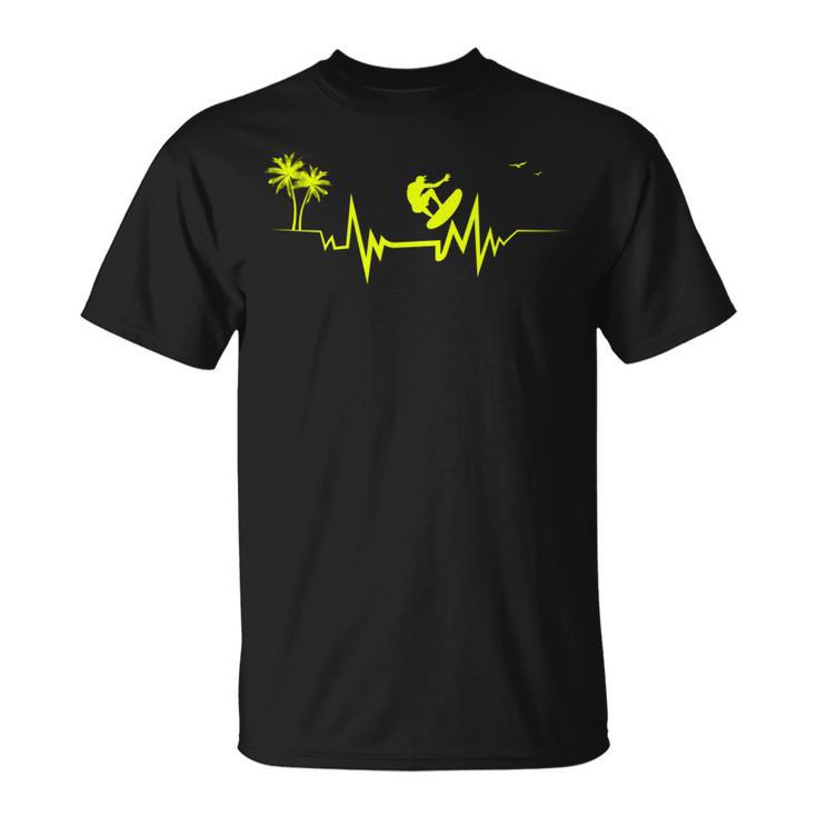 ハワイサーファーのためのサーフハートビートクールウェーブ 長袖tシャツ Tシャツ