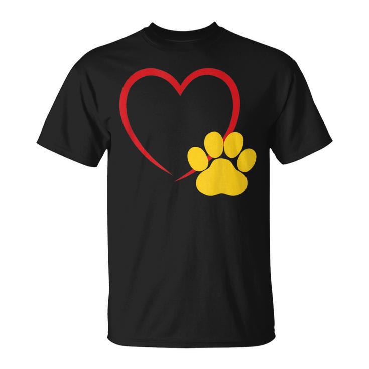 ハートと猫の足跡 – ミニマルな猫愛アート Tシャツ