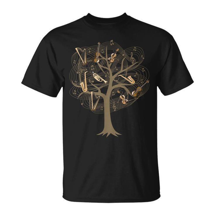 バイオリン チェロトランペット サクソフォン ハープミュージシャン用 木 Tシャツ