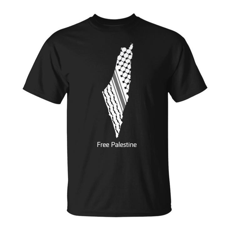 パレスチナのケフィエ地図、パレスチナ、フリーパレスチナ 長袖tシャツ Tシャツ
