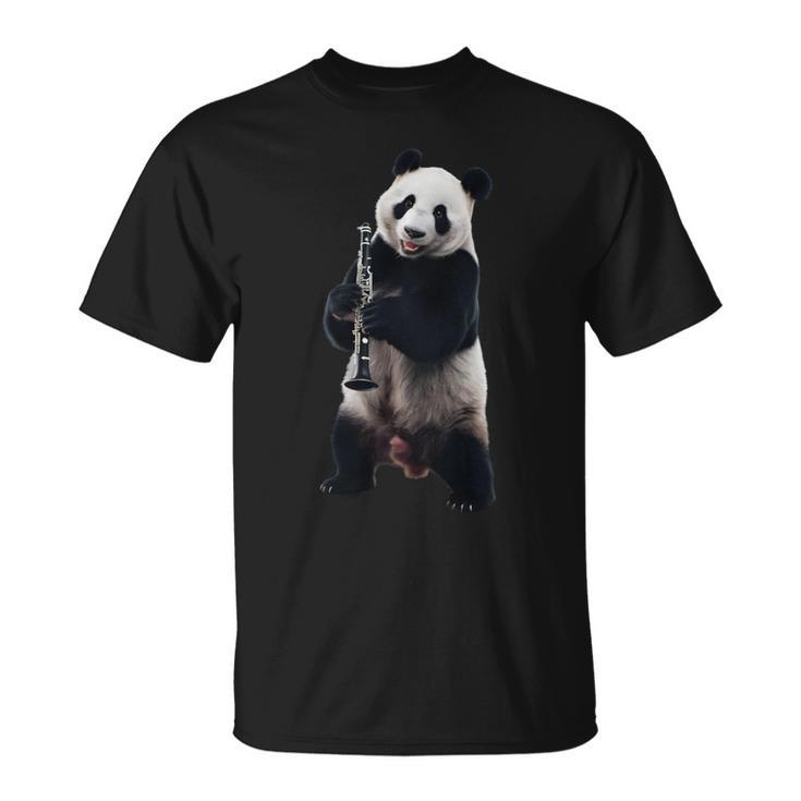 パンダ 演奏 クラリネット リアル 長袖tシャツ Tシャツ
