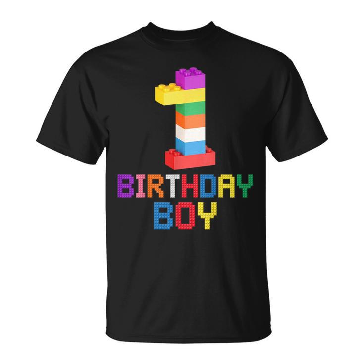 ビルディング・ブリックス 1歳のバースデー・ボーイ 1 1年目マスター・ビルダー Tシャツ