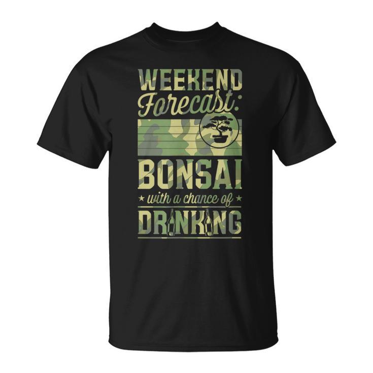 ビールを飲むチャンスのある週末予報盆栽 Tシャツ