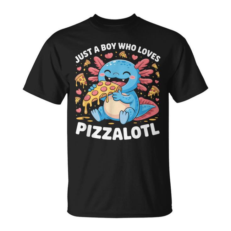 ピザロットルを愛する少年 Axolotl ファーストフード愛好家 Tシャツ