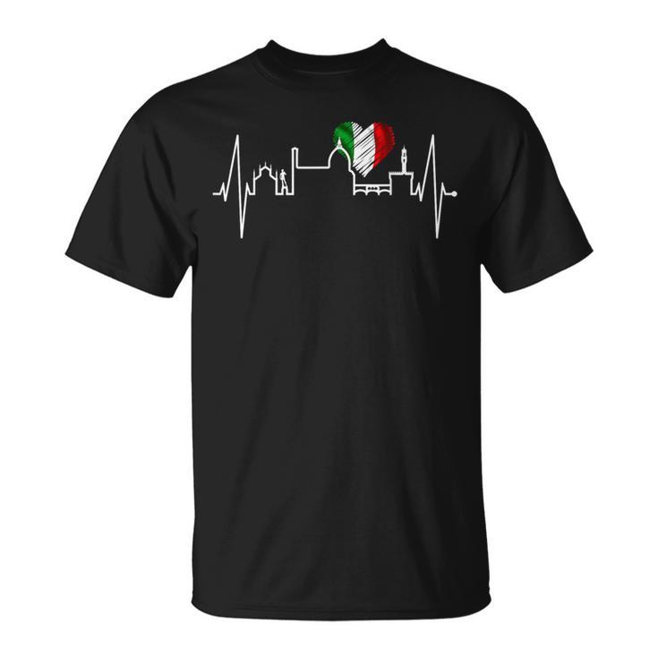 フィレンツェのスカイライン イタリア ハートビート フィレンツェ大好きi Love Firenze Tシャツ
