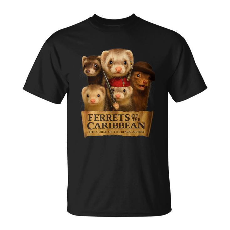 フェレット海賊アドベンチャークルー–面白い動物のパロディポスター Tシャツ