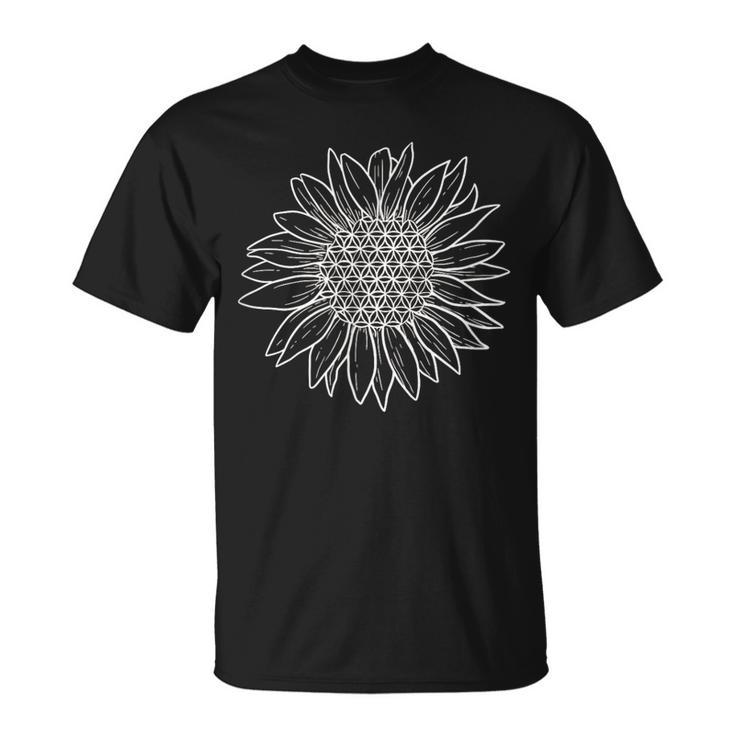 フラワー オブ ライフ ひまわり T シャツ、神聖幾何学模様 Tシャツ