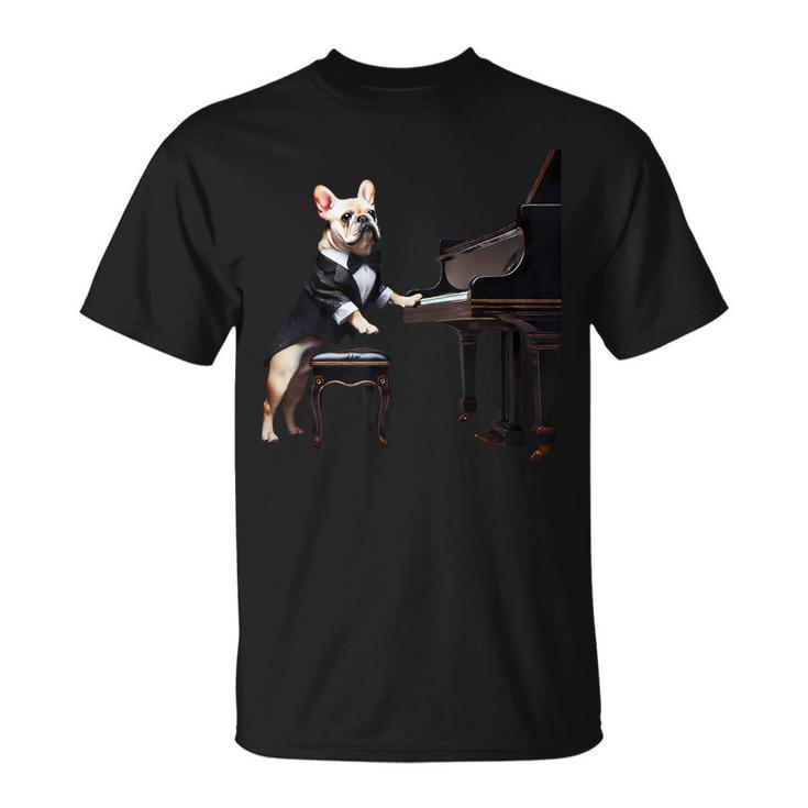 フレンチブルドッグ シャツ 音楽愛好家 ピアノ奏者 ピアニスト 犬 Tシャツ